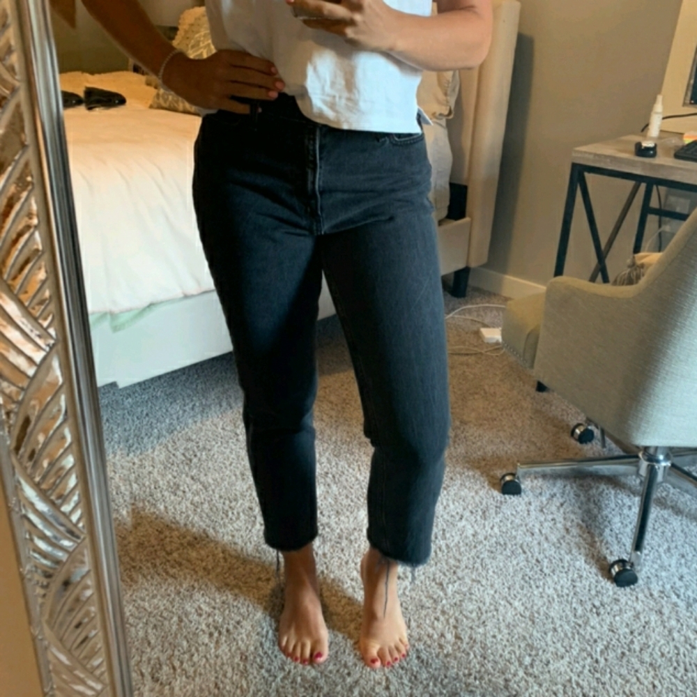 Abercrombie & Fitch Washed Black Mom Jeans